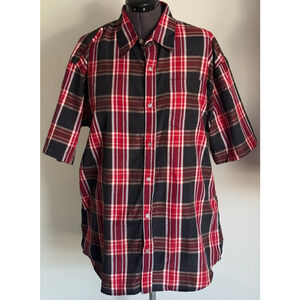 Men's TRUE ROCK Plaid Casual Button Down Shirt XXL Red Black